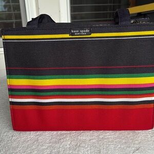 kate spade Black and Red Clutch Bag with Bold Stripes